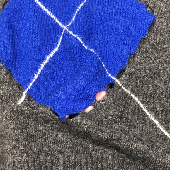 Zara Open Knit Argyle Diamond Distressed Raw Hem Knit Sweater - Picture 16 of 16